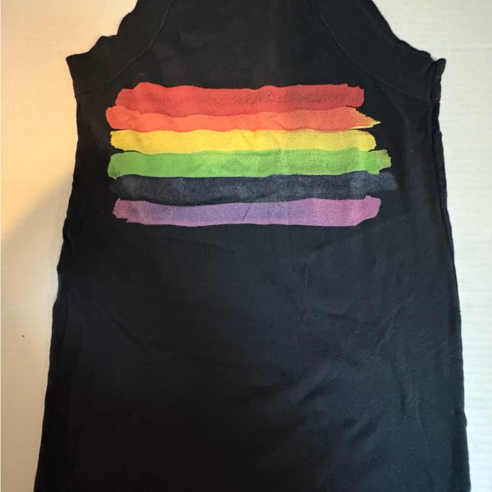 Sky Vodka Black Tank Top with Rainbow Stripes Size Medium Pride